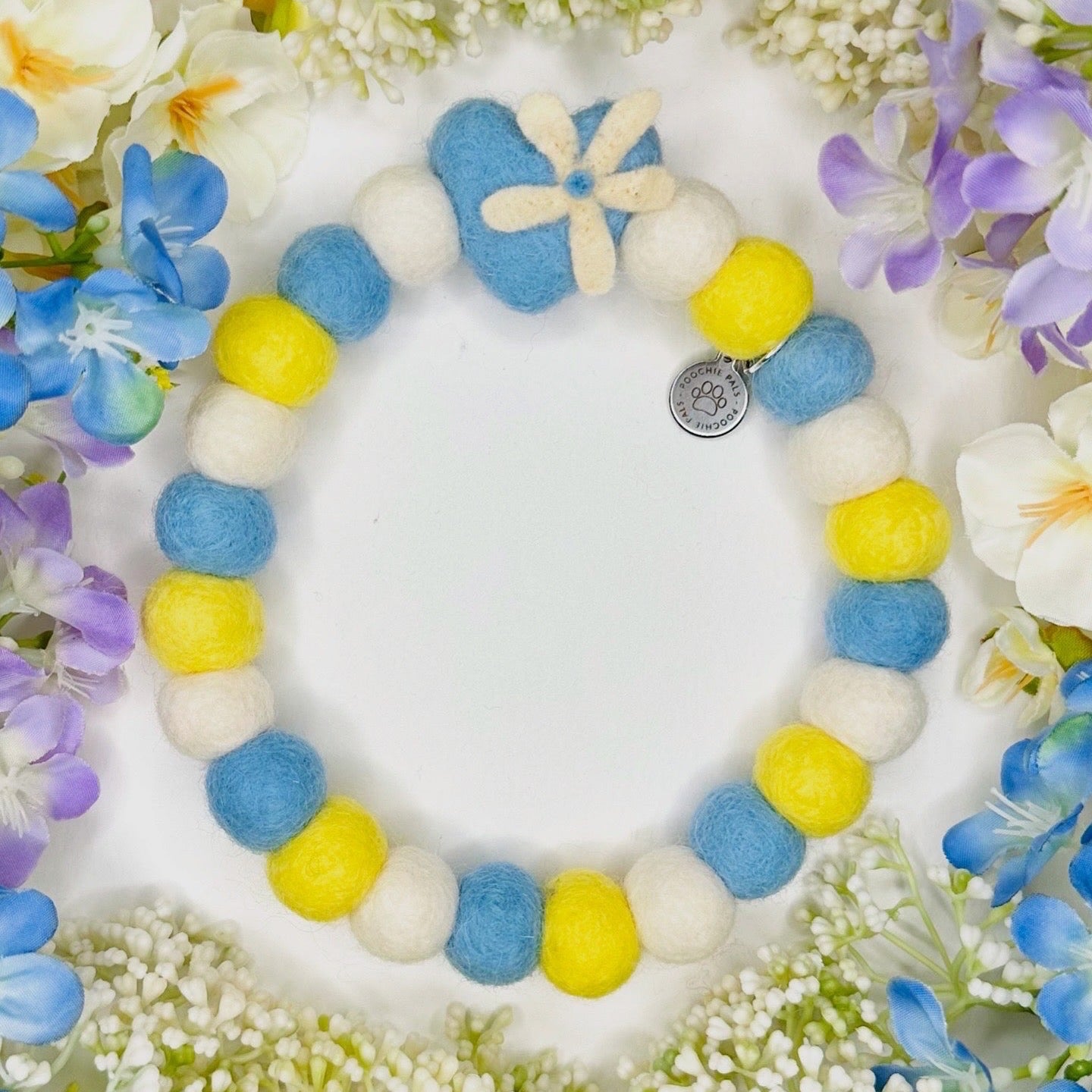 Buttercup Bloom Heart Pom Pom Collar