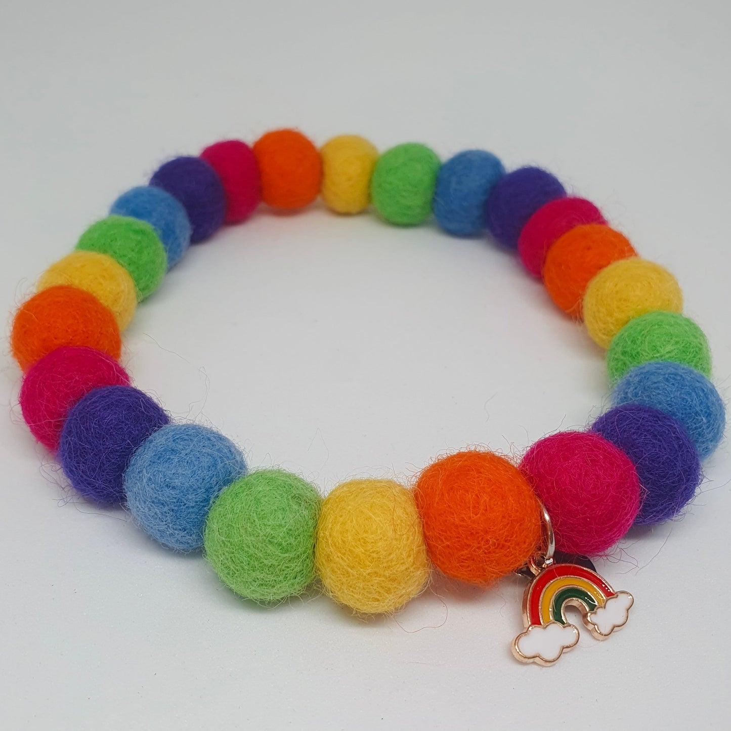 Rainbow Pom Pom Dog Collar Necklace