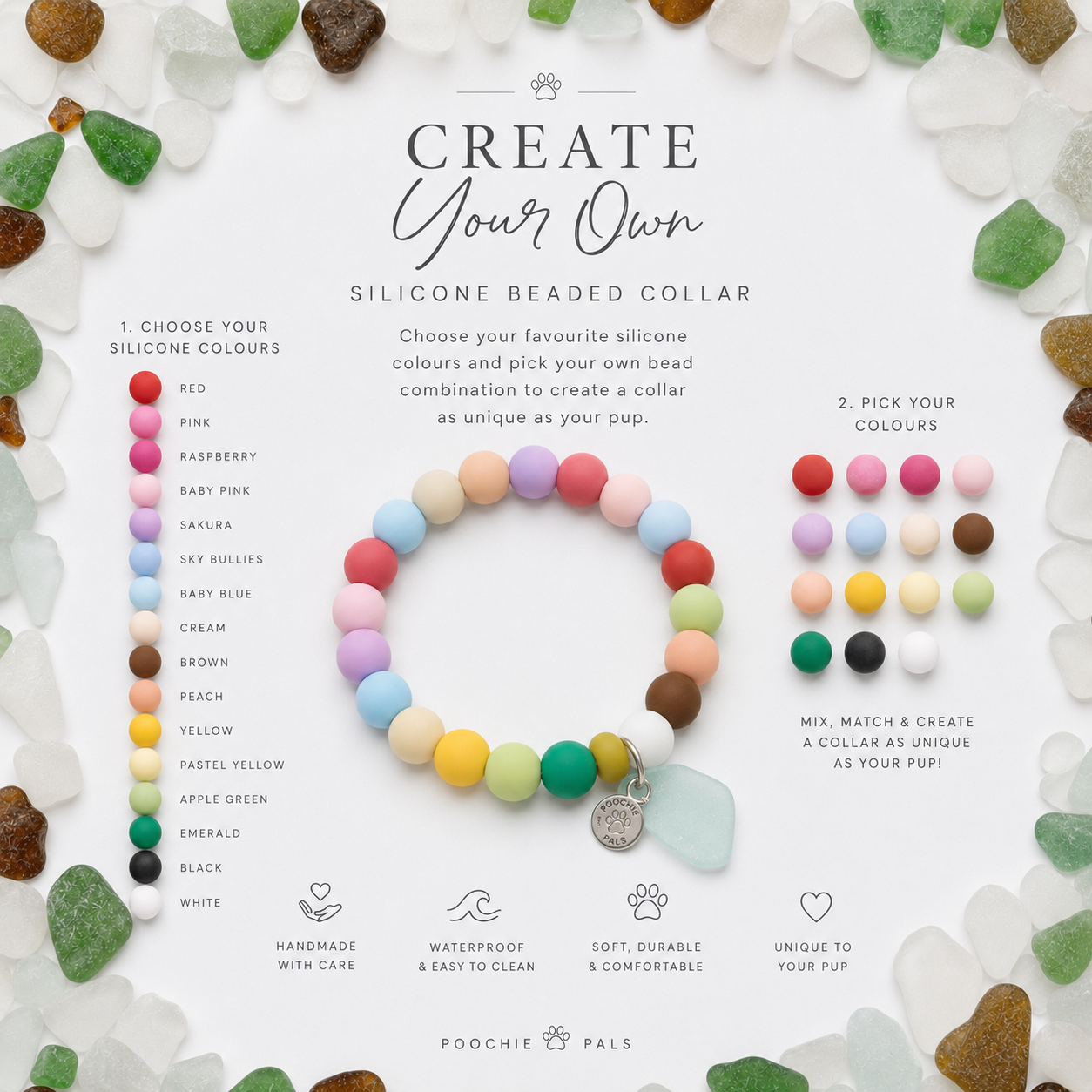 Create your own Silicone Sea Glass Pom Pom Collar