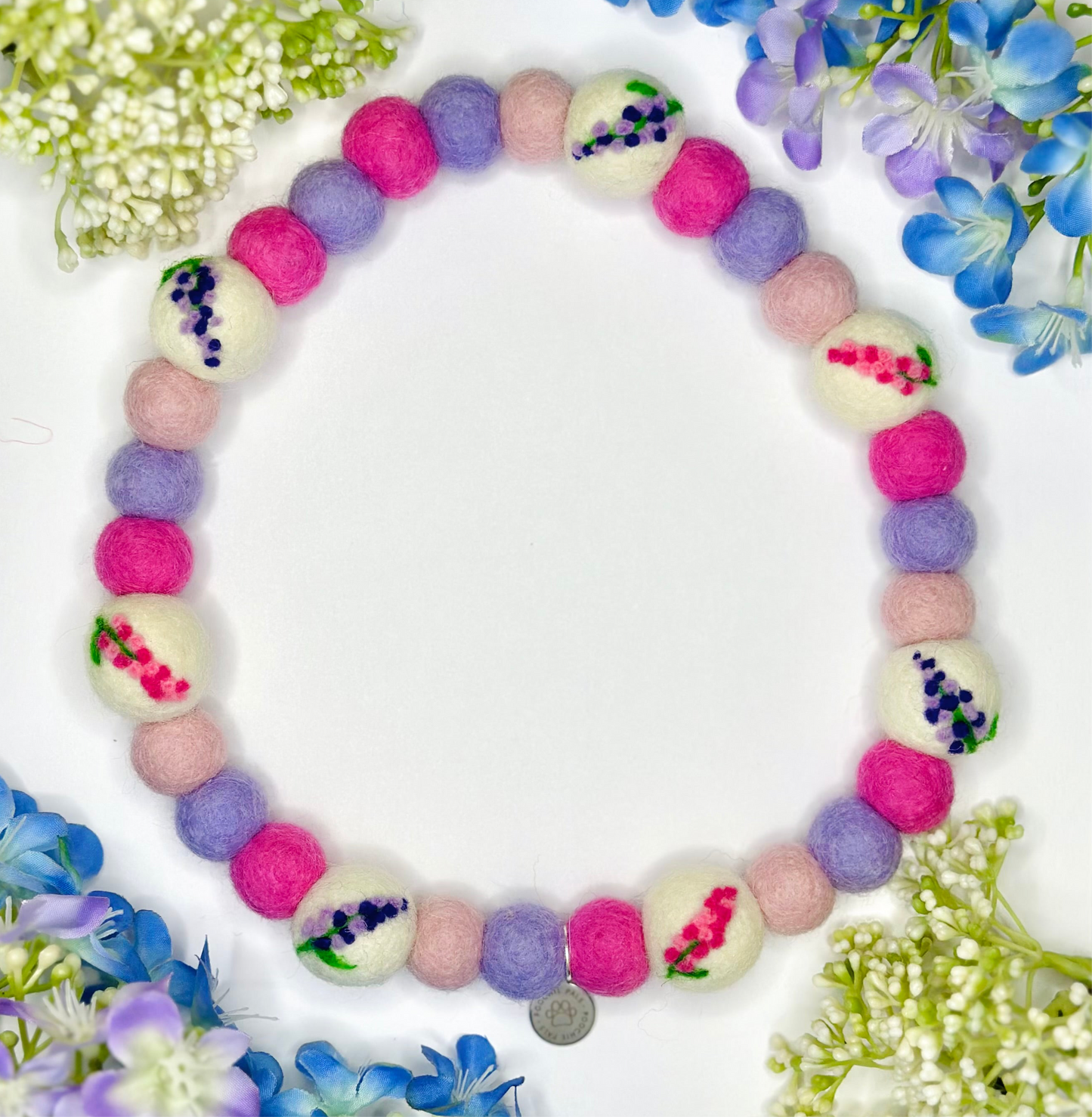 Custom Hand Felted Pom Pom Collar