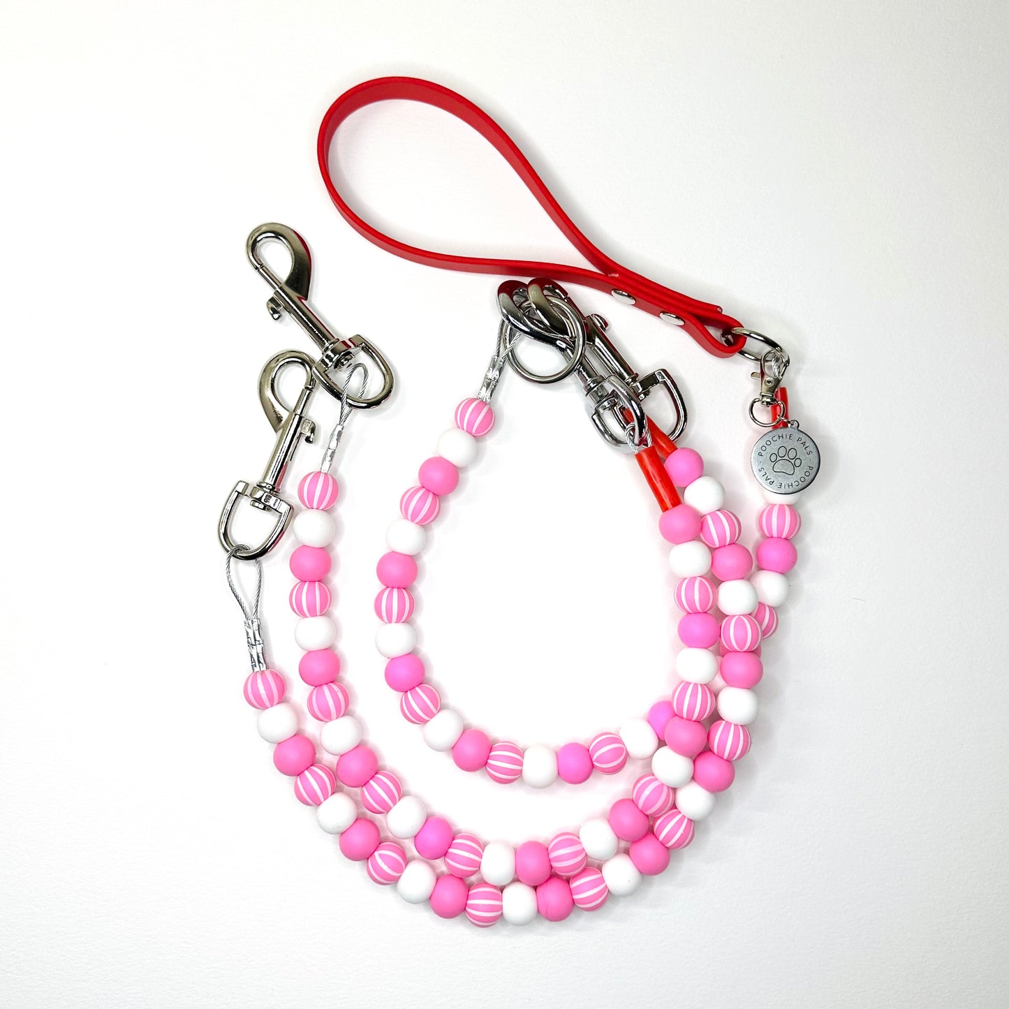 Beaded biothane dog splitter lead. Waterproof and fully customisable and personalised