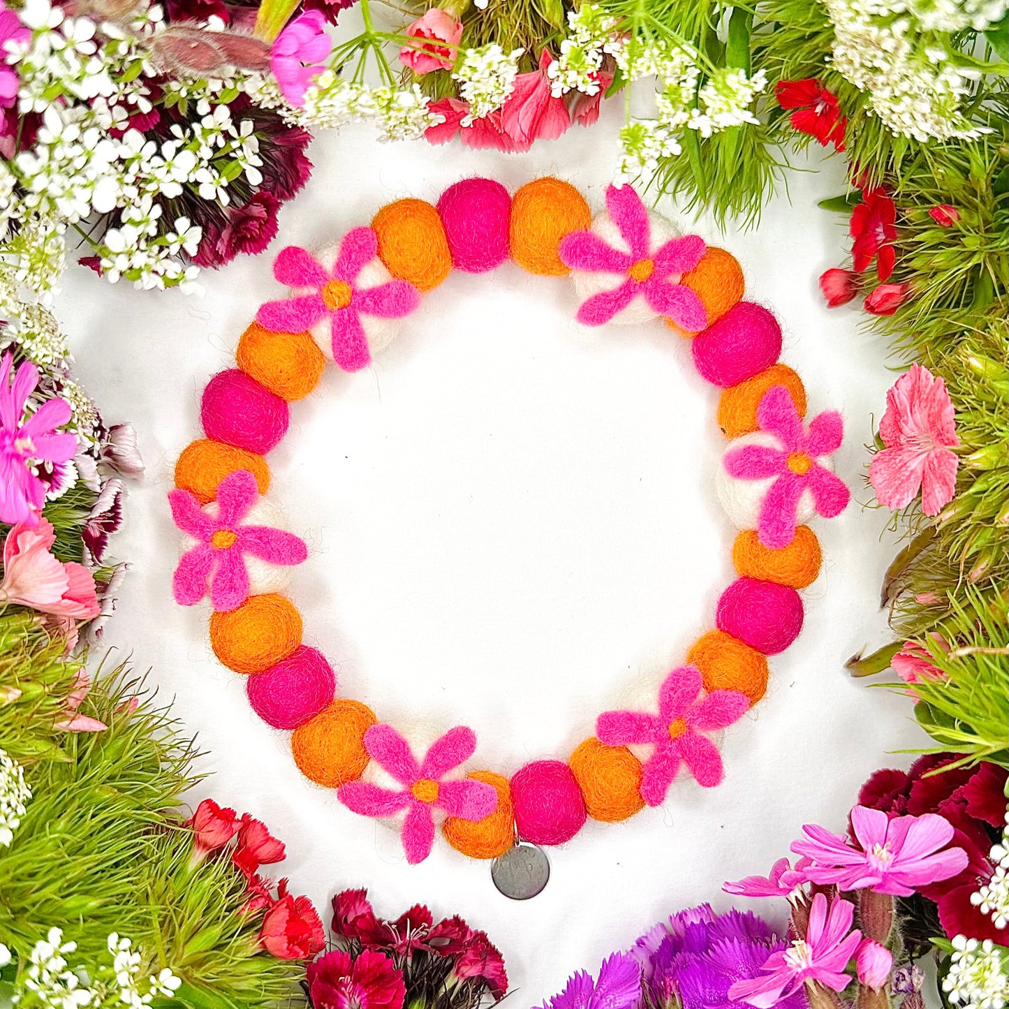 Sea Pinks Pom Pom Collar