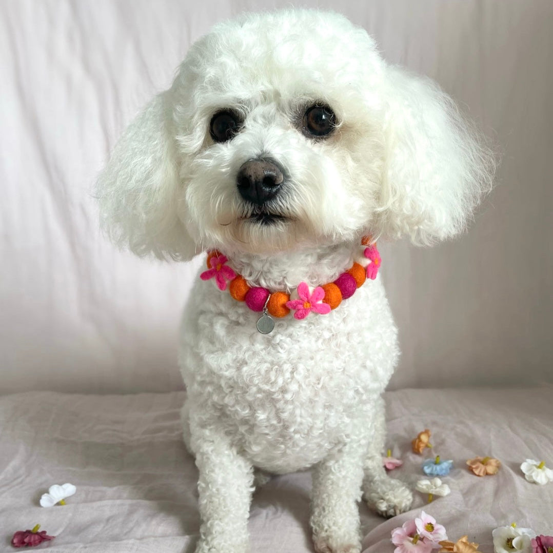 Sea Pinks Pom Pom Collar