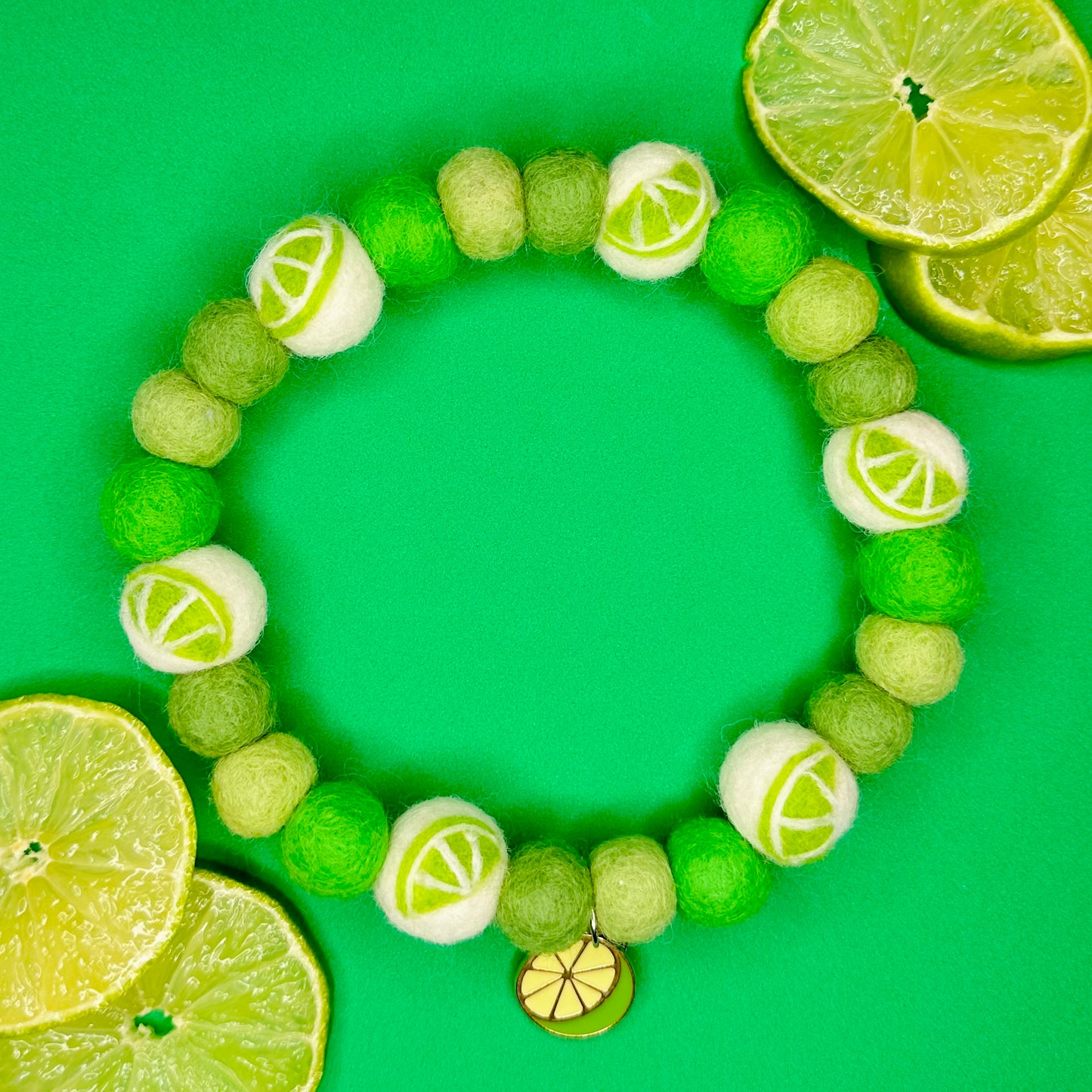 Fine Lime Fruit Pom Pom Collar
