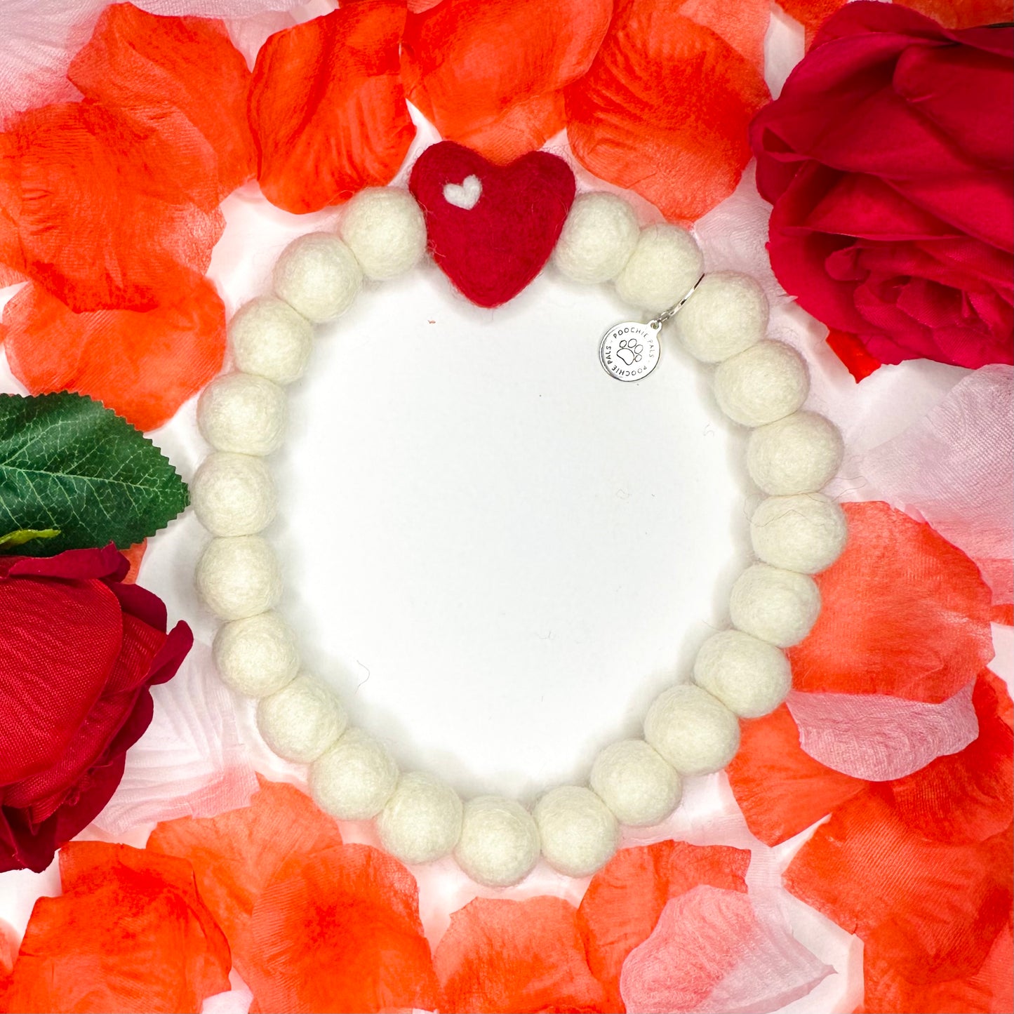 Casanova Kisses White Pom Pom Collar