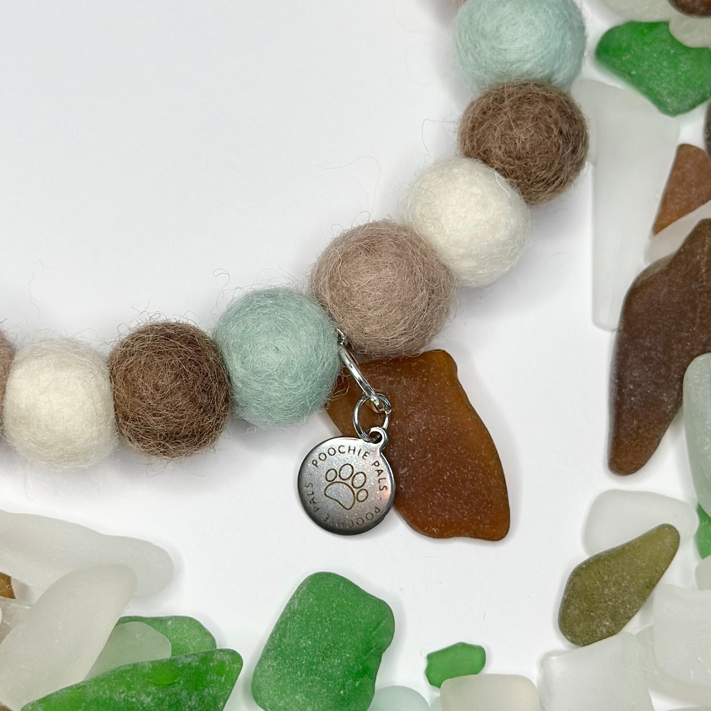 Amber Tide Cornish Sea Glass Pom Pom Collar