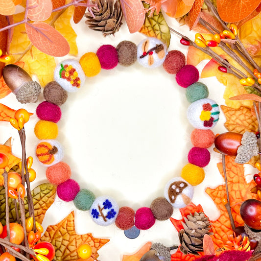 I am an Autumn Pom Pom Collar
