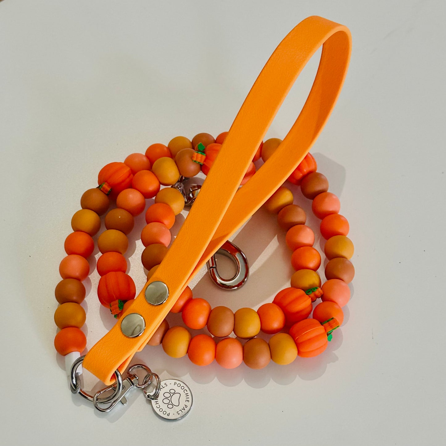 Pumpkin Beaded Dog Lead