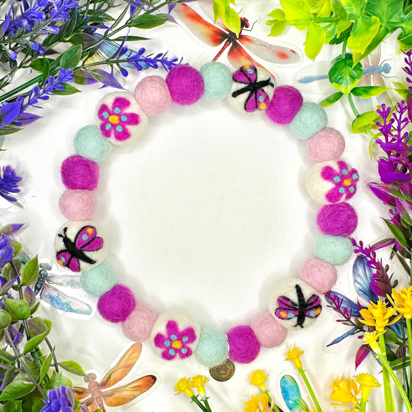 Dancing Dragonflies Pom Pom Collar