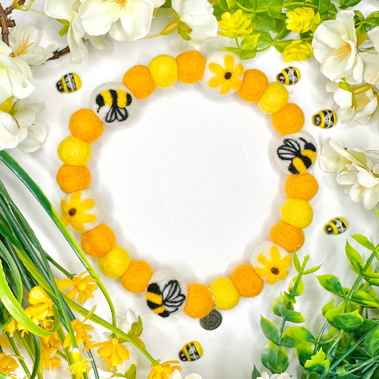 Buzzy Blooms Pom Pom Collar