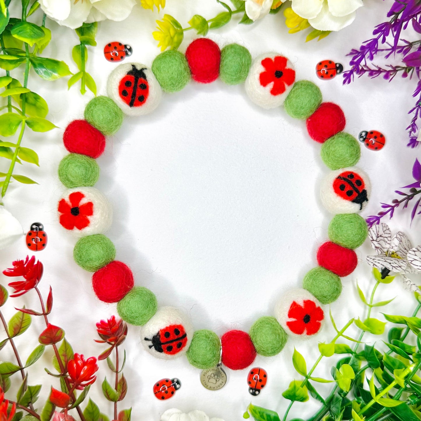 Little Ladybug Pom Pom Collar