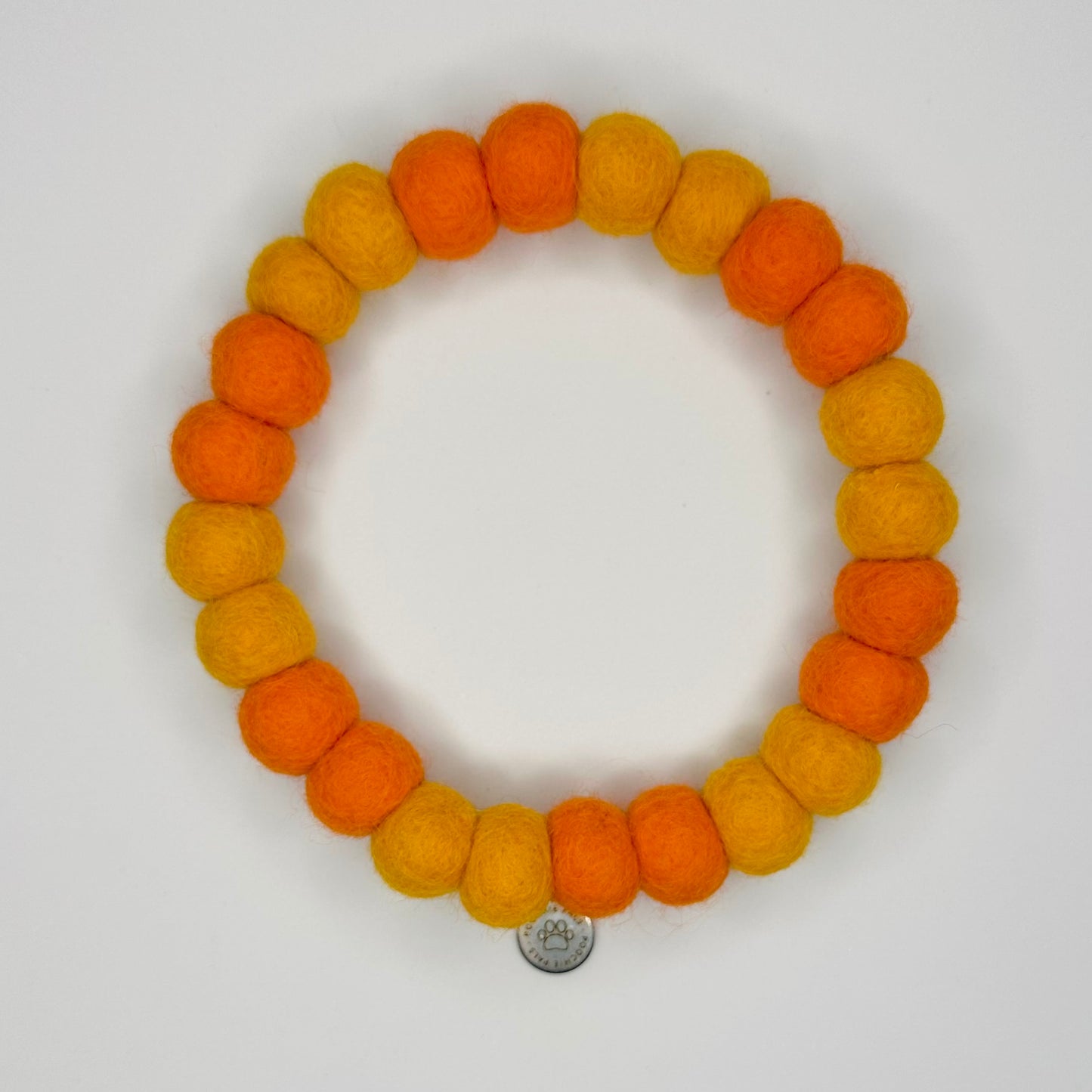 Double Orange Block Duo Pom Pom Collar
