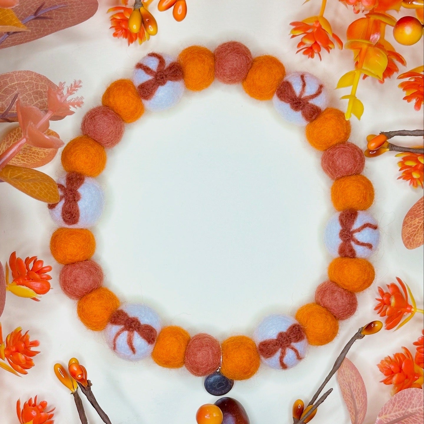 Bow & Blooms Pom Pom Collar