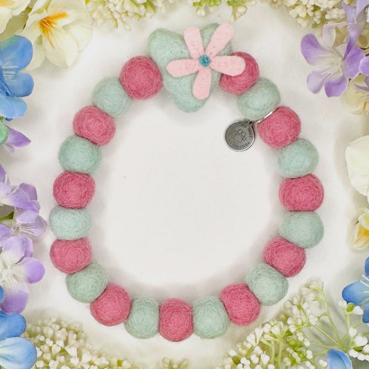 Sweetpea Bloom Heart Pom Pom Collar
