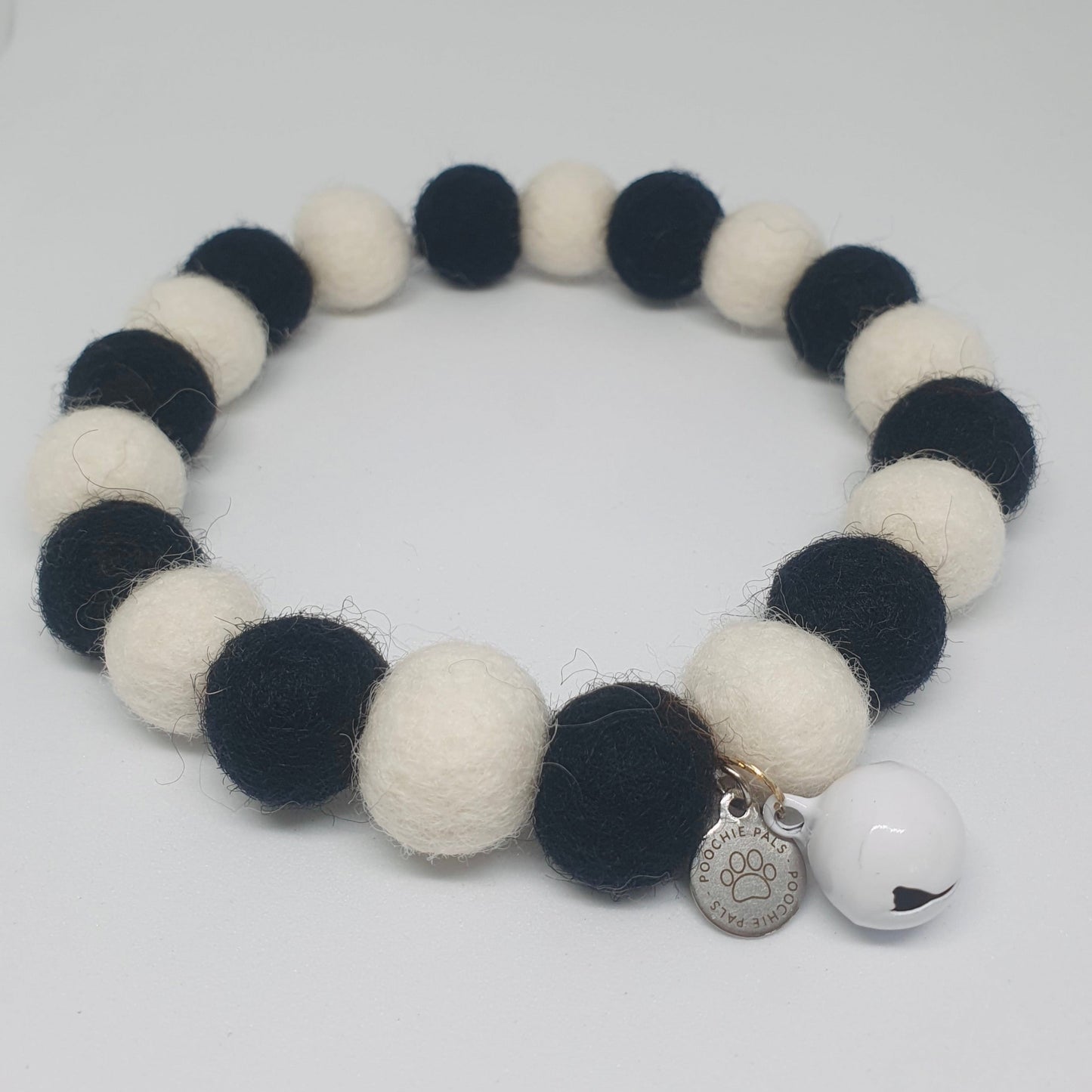 Black and White Pet Pom Pom Collar Necklace