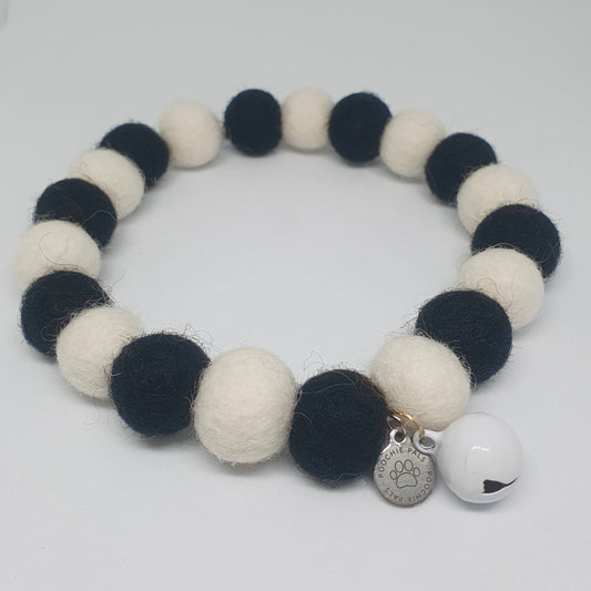 Black and White Pet Pom Pom Collar Necklace