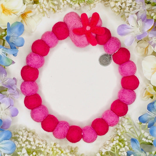 Pink Me Up Bloom Heart Pom Pom Collar