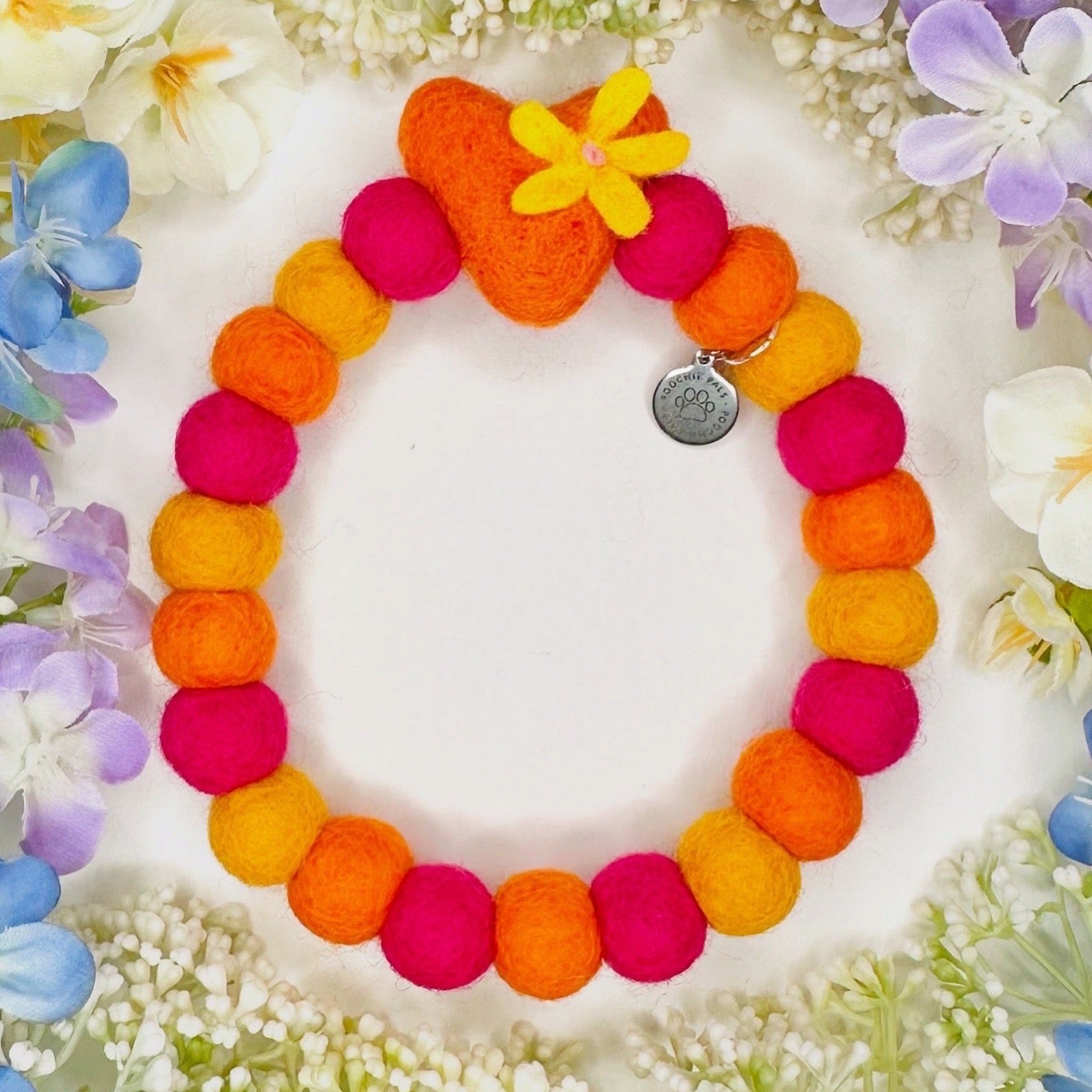 Summer Bloom Heart Pom Pom Collar