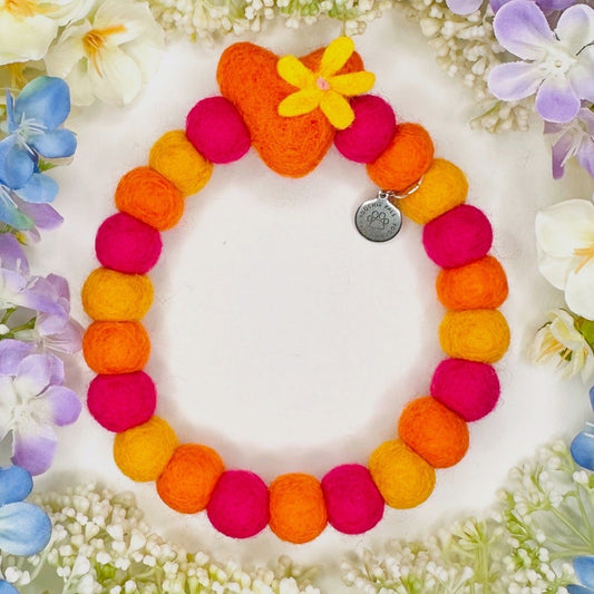 Summer Bloom Heart Pom Pom Collar
