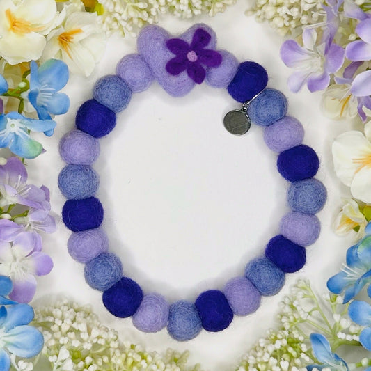 Lilac Bloom Heart Pom Pom Collar