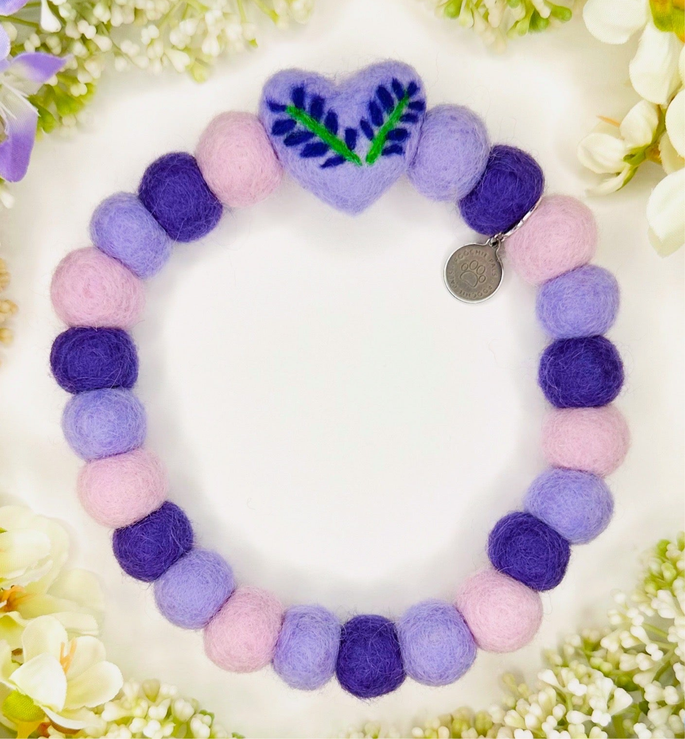 Custom Hand Felted Pom Pom Collar