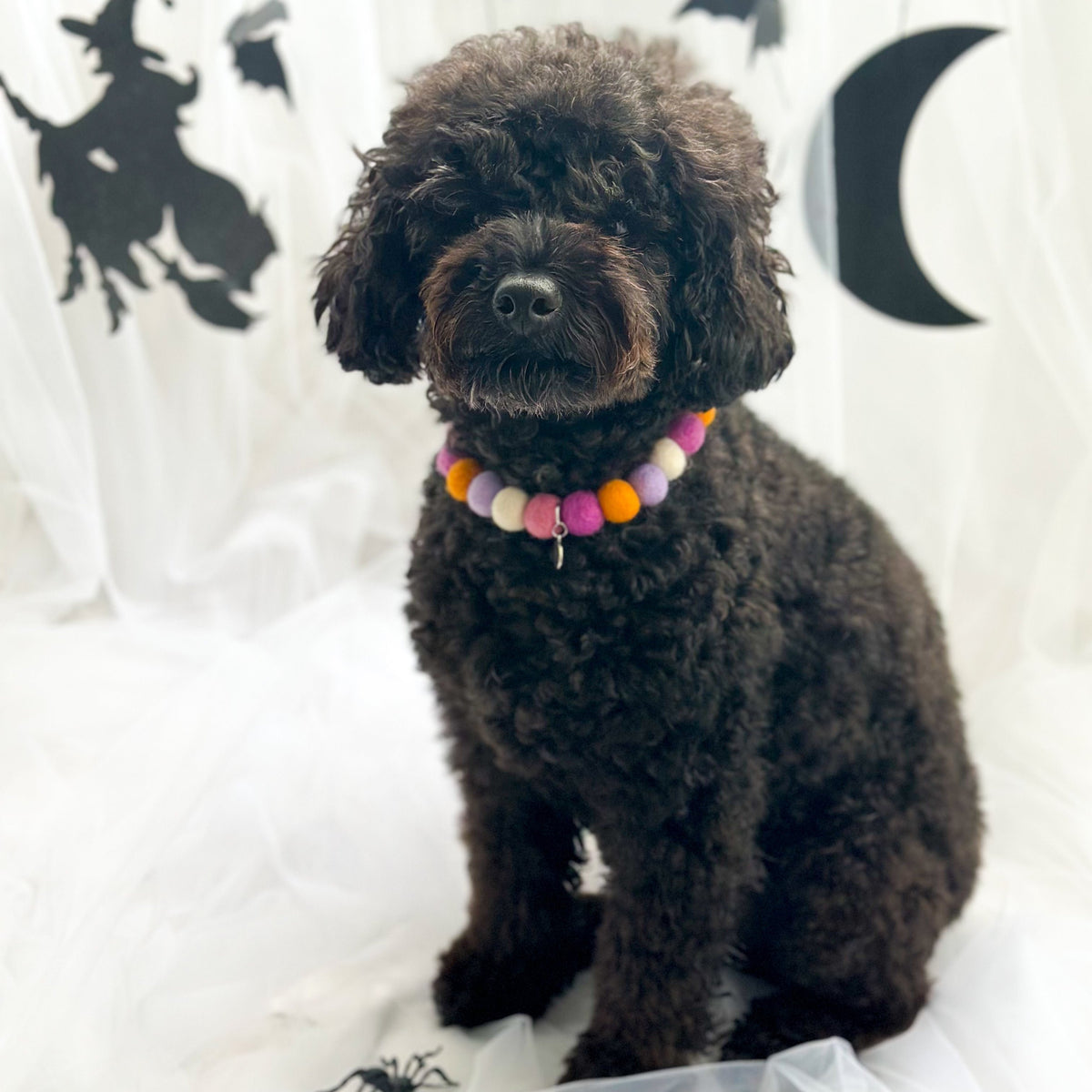 Candy Corn Halloween Pom Pom Collar