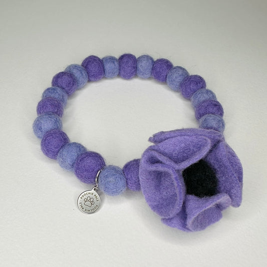 Remembrance Day Poppy Purple Pom Pom Collar