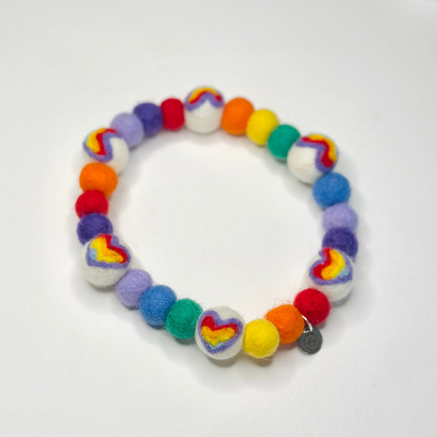 Rainbow Walkies Felted Pom Pom Collar