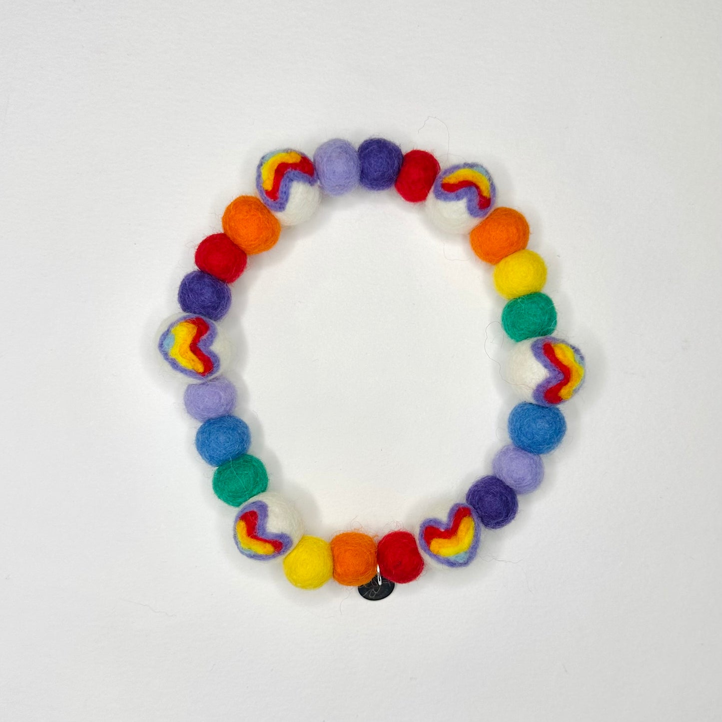 Rainbow Walkies Felted Pom Pom Collar