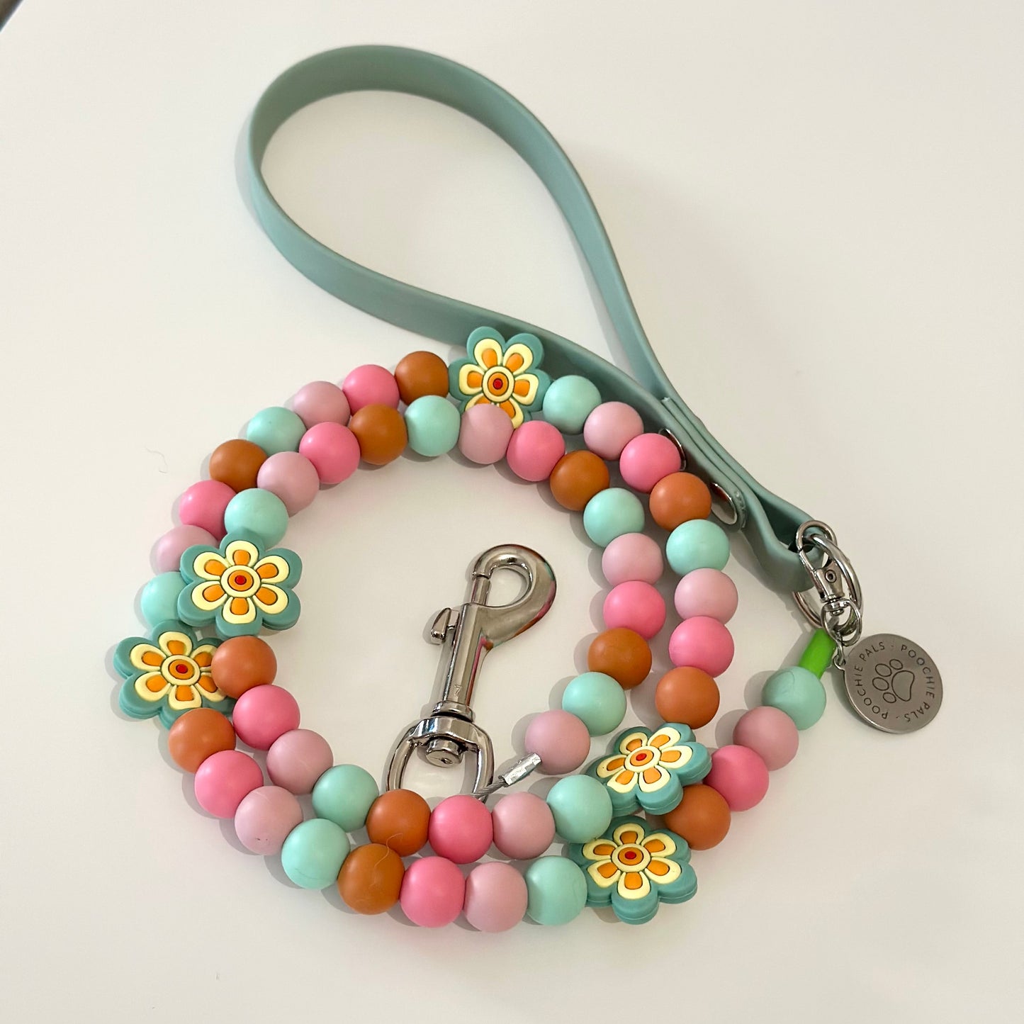 Boho Pup Flower Beaded Lead