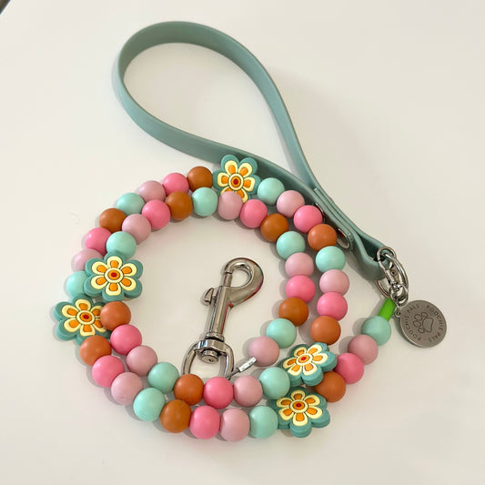 Boho Pup Flower Beaded Lead