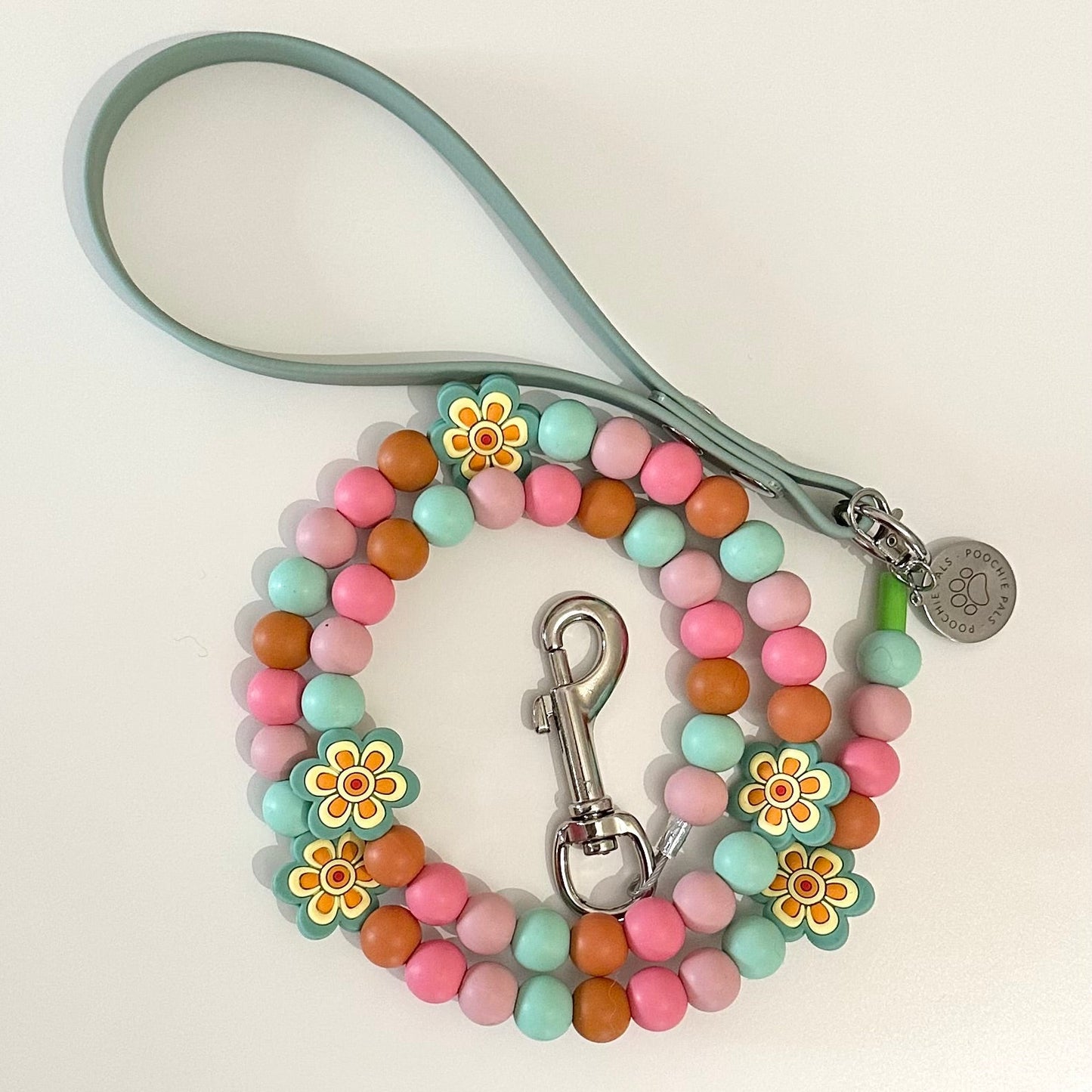 Boho Pup Flower Beaded Lead