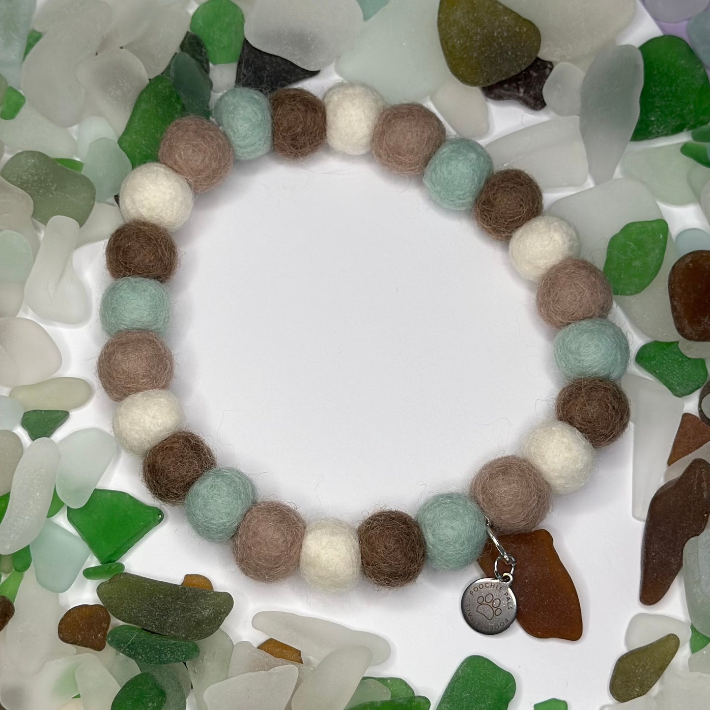 Amber Tide Cornish Sea Glass Pom Pom Collar