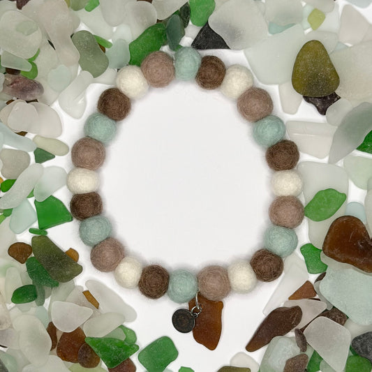 Amber Tide Cornish Sea Glass Pom Pom Collar