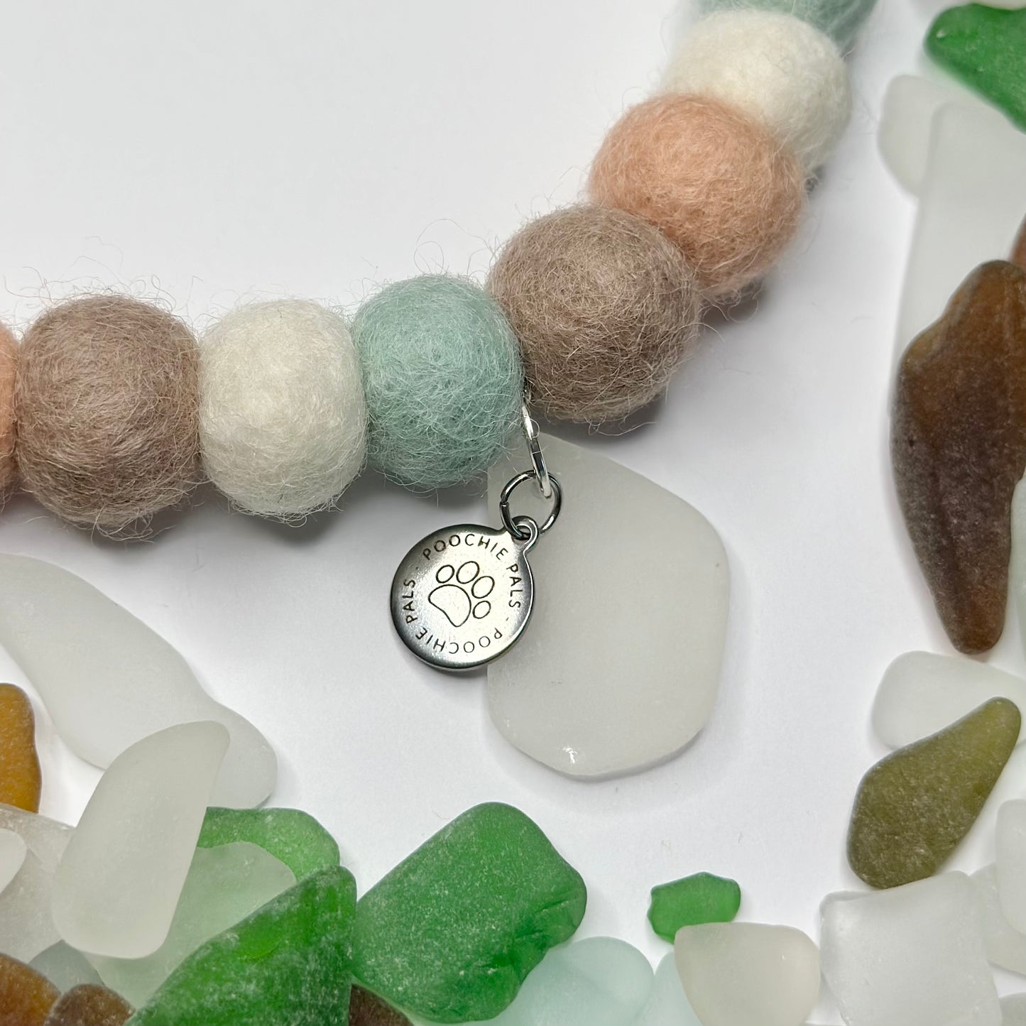 Salt Kiss Cornish Sea Glass Pom Pom Collar