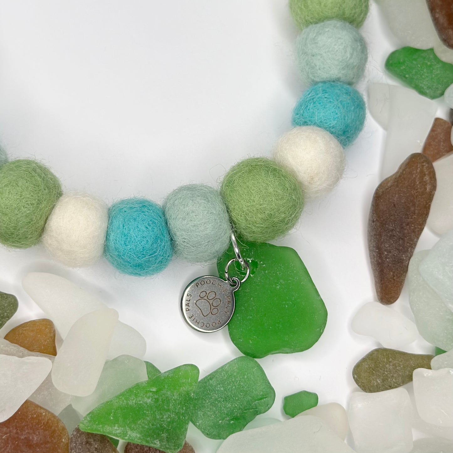 Sirens Gem Cornish Sea Glass Pom Pom Collar