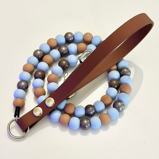 Clouded Cocoa Beaded Dog Lead