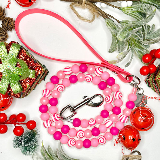 Pink Swirl Beaded Lead