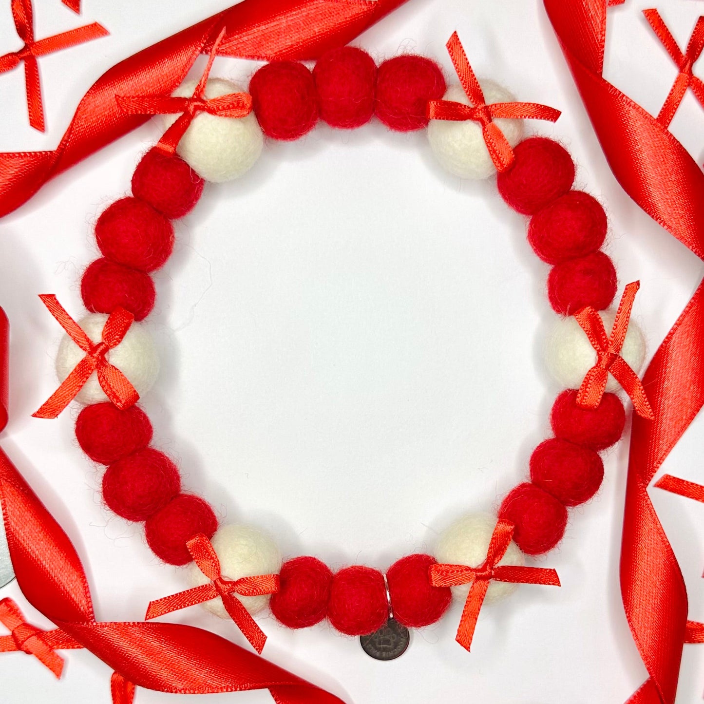 Christmas Red Satin Bow Collar