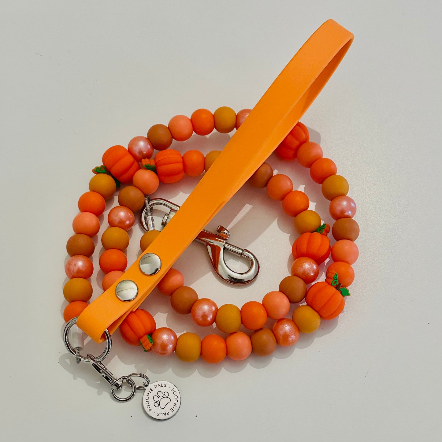 Metallic Pumpkin Beaded Dog Lead