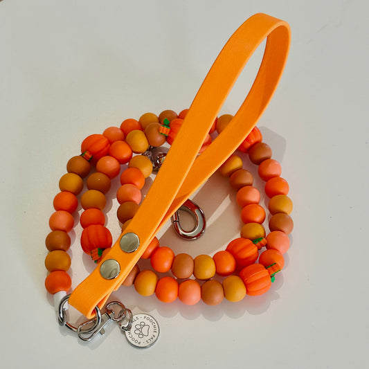 Pumpkin Beaded Dog Lead