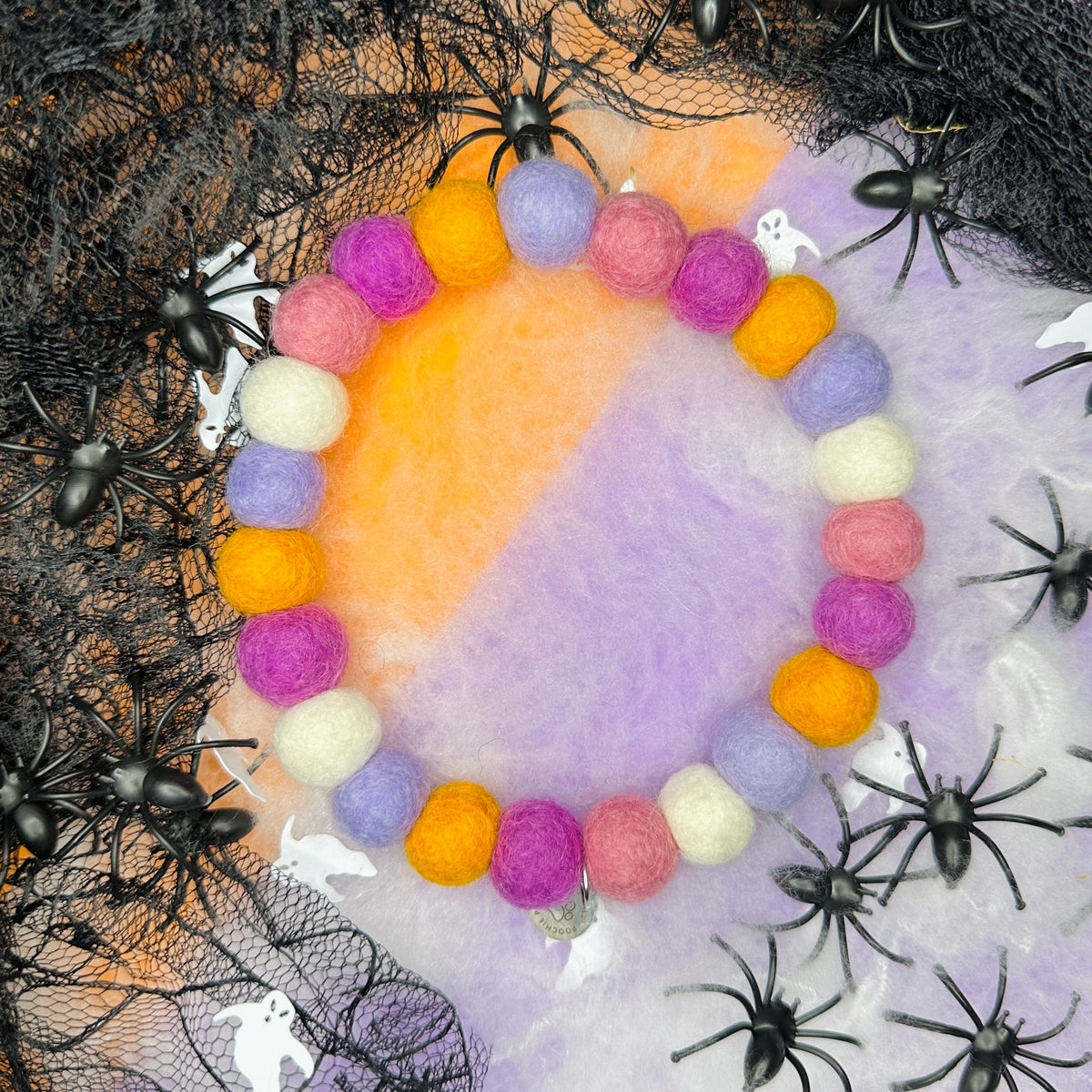 Candy Corn Halloween Pom Pom Collar