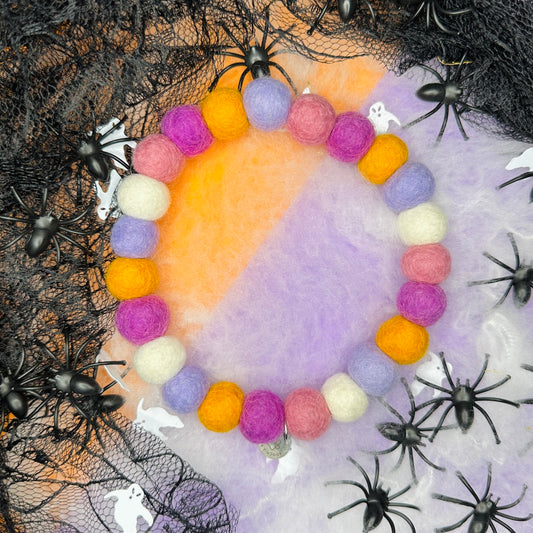 Candy Corn Halloween Pom Pom Collar