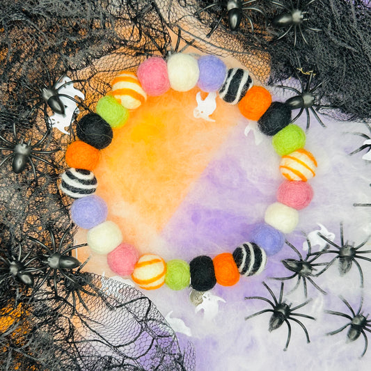 Trick or Treat Halloween Pom Pom Collar